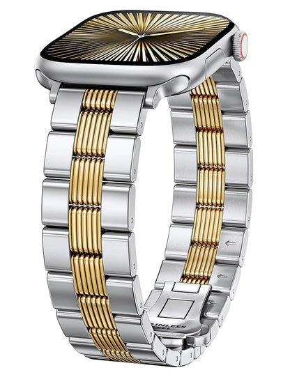 Two-Tone Metal Band for Apple Watch Band | Formal Dressy Stainless Steel Classy Strap