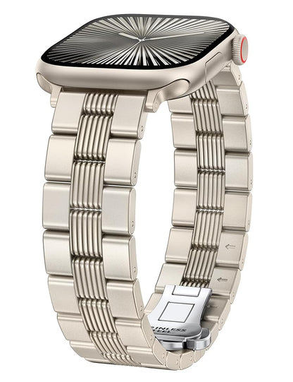 Two-Tone Metal Band for Apple Watch Band | Formal Dressy Stainless Steel Classy Strap