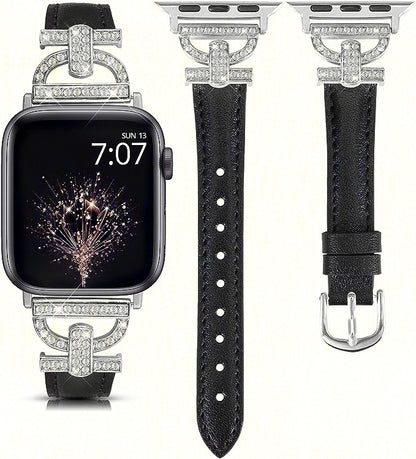 TOYOUTHS Genuine Leather Band Compatible with Apple Watch Bands 41mm 40mm 38mm Women Slim Thin Strap with D-Shaped Metal Buckle Luxury Bracelet Wristband for iWatch Series SE 8 7 6 5 4 3 2 1
