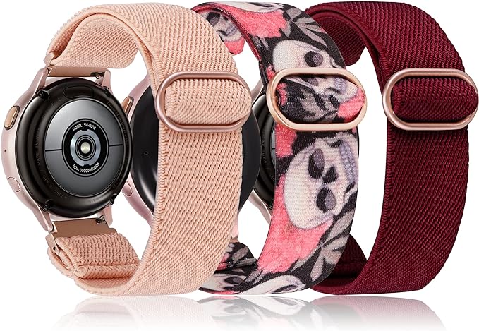 TOYOUTHS 20mm Stretchy Nylon Loop Band Compatible with Samsung Galaxy Watch 4 40mm 44mm/Active 2 40mm 44mm/Watch 4 Classic 42mm 46mm/Active 40mm/Watch 3 41mm, Women/Men Elastic Watch Strap Replacement