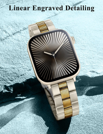 Two-Tone Metal Band for Apple Watch Band | Formal Dressy Stainless Steel Classy Strap