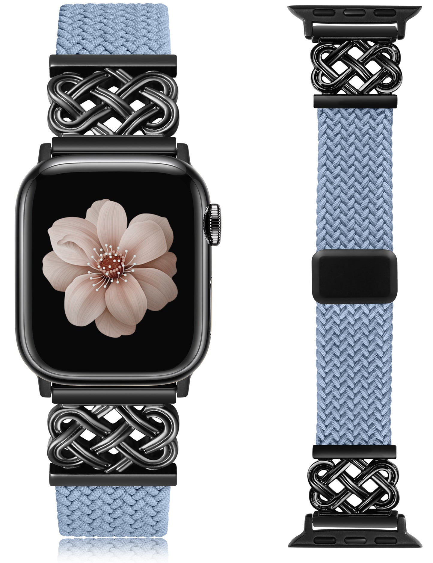 Braided Magnetic Band Compatible with Apple Watch Bands 38/40/41/42/44/45/46/49mm Women Men, Celtic Knot Stretchy Elastic Nylon Fabric Woven Strap for iWatch Series 11 10 9 8 7 6 5 4 SE/Ultra 3 2 1
