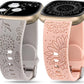 TOYOUTHS 2 Packs Compatible with Fitbit Sense Bands/Sense 2 Band/Versa 3 Band/Versa 4 Band Women Floral Engraved Silicone Strap Dressy Sunflower Dandelion Pattern Sport Bracelet