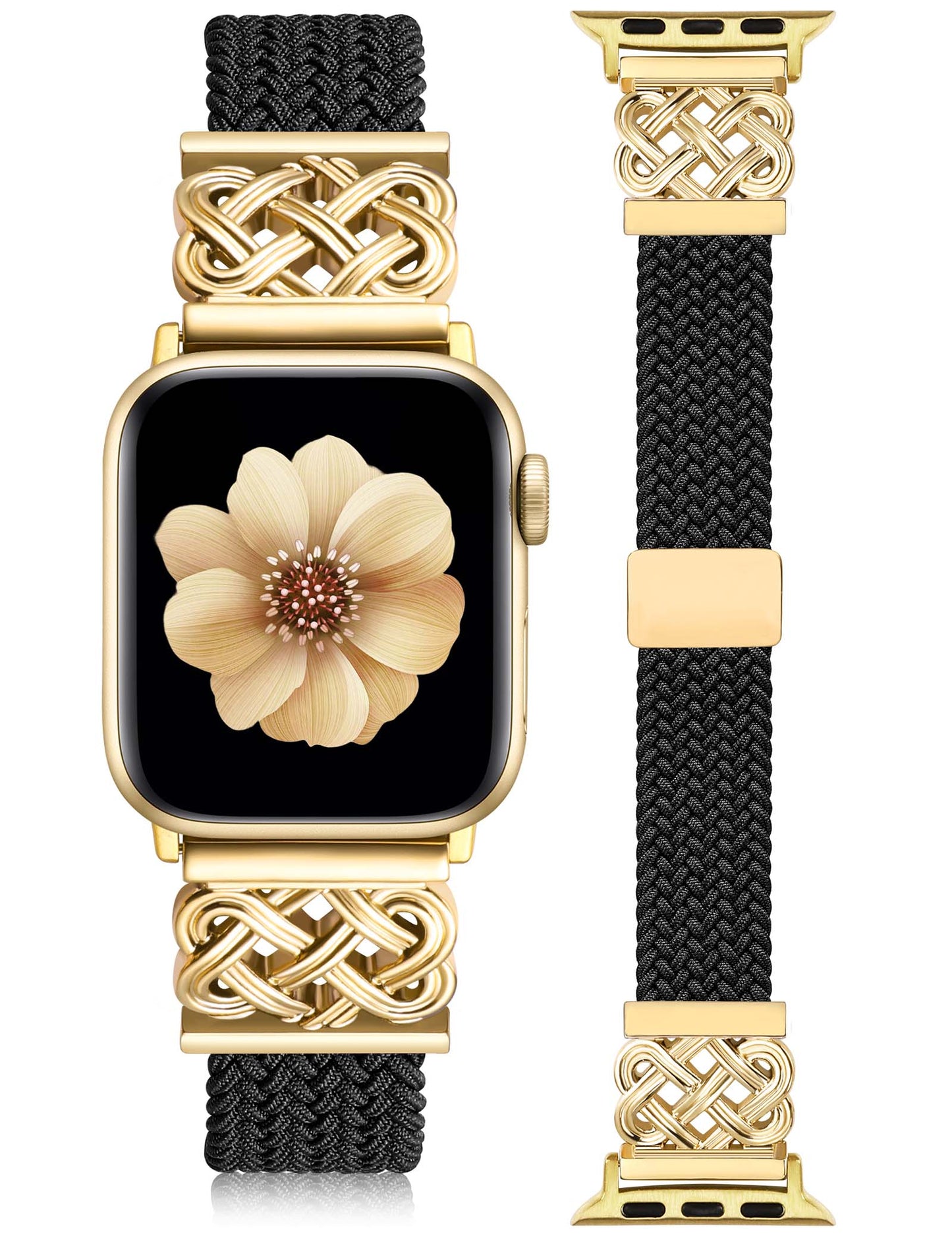 Thin Braided Magnetic Band for Apple Watch Band | Slim Celtic Metal Stretchy Strap