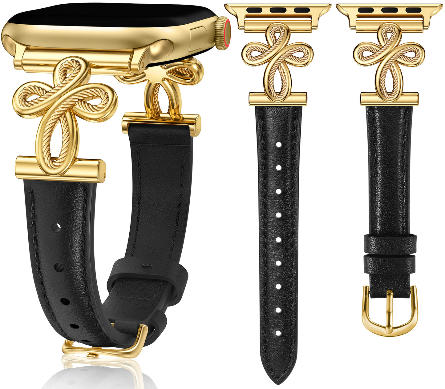 TOYOUTHS Slim Leather Band Compatible with Apple Watch Bands 42/41/40/38mm Women, Top Grain Genuine Celtic Knot Cross Dressy Thin Fashion Strap for iWatch Series 10/9/SE/8/7/6/5/4/3/2/1