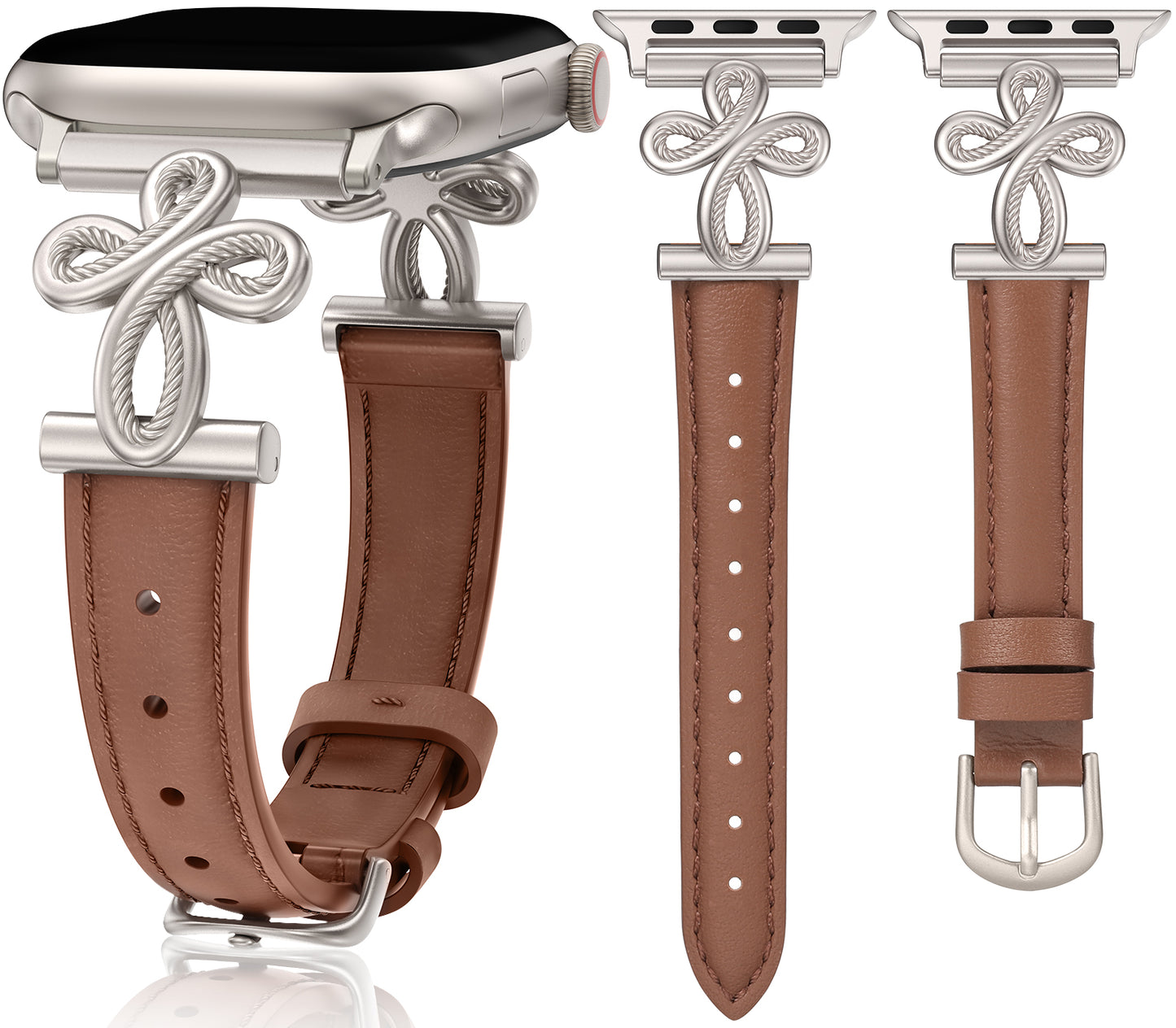 TOYOUTHS Slim Leather Band Compatible with Apple Watch Bands 42/41/40/38mm Women, Top Grain Genuine Celtic Knot Cross Dressy Thin Fashion Strap for iWatch Series 10/9/SE/8/7/6/5/4/3/2/1