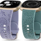 TOYOUTHS 2 Packs Compatible with Fitbit Sense Bands/Sense 2 Band/Versa 3 Band/Versa 4 Band Women Floral Engraved Silicone Strap Dressy Sunflower Dandelion Pattern Sport Bracelet