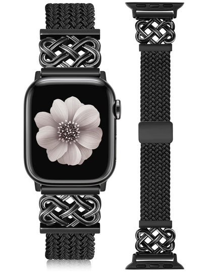 Thin Braided Magnetic Band for Apple Watch Band | Slim Celtic Metal Stretchy Strap