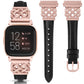 TOYOUTHS Celtic Knot Leather Band Compatible with Fitbit Versa 2/Versa/Versa Lite/SE Band Women, Slim Dressy Thin Designer Premium Leather Strap with Interlock Buckle for Fitbit Versa 2 Smartwatch