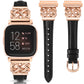 TOYOUTHS Celtic Knot Leather Band Compatible with Fitbit Versa 2/Versa/Versa Lite/SE Band Women, Slim Dressy Thin Designer Premium Leather Strap with Interlock Buckle for Fitbit Versa 2 Smartwatch