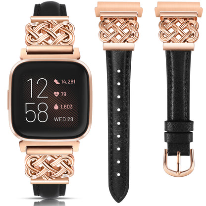 Celtic Knot Leather Band for Fitbit Versa 2/Versa/Versa Lite/SE Band Women