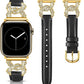 TOYOUTHS Leather Band Compatible with Apple Watch Bands for Women 38/40/41/42/44/45/49mm Ultra Dressy Designer Diamond Interlock Buckle Thin Leather Strap for iWatch Band SE Series 9/8/7/6/5/4/3/2/1