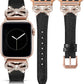 TOYOUTHS Bow Leather Band Compatible with Apple Watch Band 38mm 40mm 41mm 42mm 44mm 45mm 49mm Women, Top Grain Leather Strap Thin Slim Dressy Band for iWatch Ultra SE Series 9 8 7 6 5 4 3 2 1