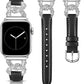 TOYOUTHS Leather Band Compatible with Apple Watch Bands for Women 38/40/41/42/44/45/49mm Ultra Dressy Designer Diamond Interlock Buckle Thin Leather Strap for iWatch Band SE Series 9/8/7/6/5/4/3/2/1