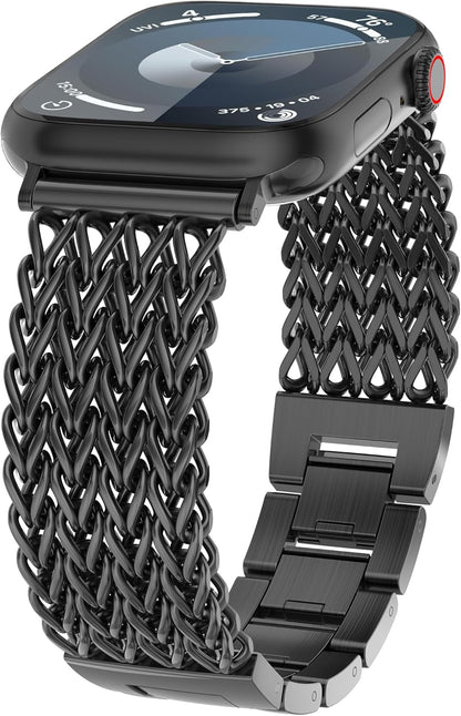 TOYOUTHS Compatible with Apple Watch Band 38/40/41mm Women Dressy Stainless Steel Metal Gold Chain Strap Designer Cowboy Link Bracelet for iWatch Band Series 9 8 7 6 5 4 3 2 1 Ultra SE