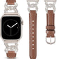TOYOUTHS Leather Band Compatible with Apple Watch Bands for Women 38/40/41/42/44/45/49mm Ultra Dressy Designer Diamond Interlock Buckle Thin Leather Strap for iWatch Band SE Series 9/8/7/6/5/4/3/2/1