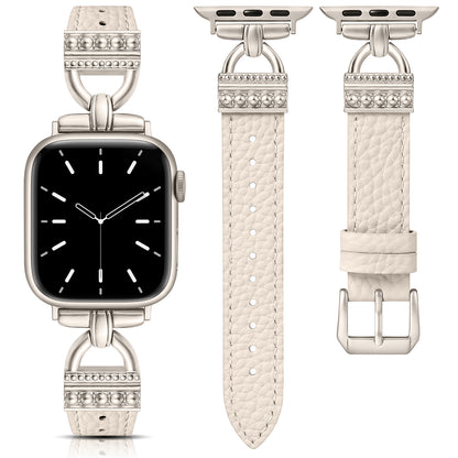 TOYOUTHS Compatible with Apple Watch Band Women Leather 49/46/45/44/42/41/40/38mm Dressy Thin Leather Strap Designer D-Shaped Metal Buckle Bracelet for iWatch Ultra/SE Series 10/9/8/7/6/5/4/3/2/1