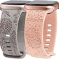 TOYOUTHS 2 Packs Compatible with Apple Watch Band 41mm 40mm 38mm Women Girls Silicone Dressy Floral Engraved Strap Sunflower Wildflower Sport Bracelet for iWatch Series SE/8/7/6/5/4/3/2/1