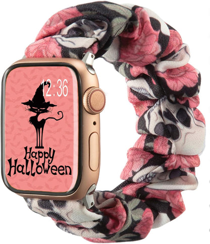 TOYOUTHS Compatible with Apple Watch Band Scrunchie 38mm 40mm 41mm Women Elastic Strap Soft Cloth Fabric Pattern Holiday Themed Gift Bracelet for iWatch Series SE 9 8 7 6 5 4 3 2 1