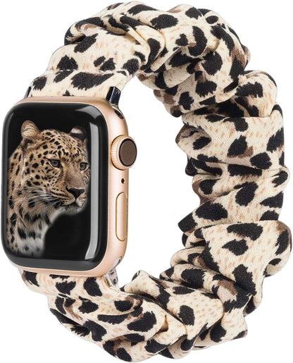 TOYOUTHS Compatible with Apple Watch Band Scrunchie 38mm 40mm 41mm Women Elastic Strap Soft Cloth Fabric Pattern Holiday Themed Gift Bracelet for iWatch Series SE 9 8 7 6 5 4 3 2 1