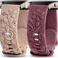 TOYOUTHS 2 Pack Rose Floral Engraved Bands Compatible with Samsung Galaxy Watch 7/6/5/4 Band 40mm 44mm, Women 20mm Silicone Dressy Embossed Flower Strap for Active 2/Watch 5 Pro/Watch FE