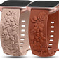 TOYOUTHS 2 Pack Compatible with Fitbit Versa 2/Versa Lite/Versa Watch Bands for Women Floral Engraved Soft Silicone Dressy Embossed Flower Strap Replacement Versa 2 Special Edition Bracelet Wristband