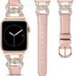 TOYOUTHS Leather Band Compatible with Apple Watch Bands for Women 38/40/41/42/44/45/49mm Ultra Dressy Designer Diamond Interlock Buckle Thin Leather Strap for iWatch Band SE Series 9/8/7/6/5/4/3/2/1