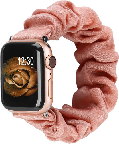 TOYOUTHS Compatible with Apple Watch Band Scrunchie 38mm 40mm 41mm Women Elastic Strap Soft Cloth Fabric Pattern Holiday Themed Gift Bracelet for iWatch Series SE 9 8 7 6 5 4 3 2 1