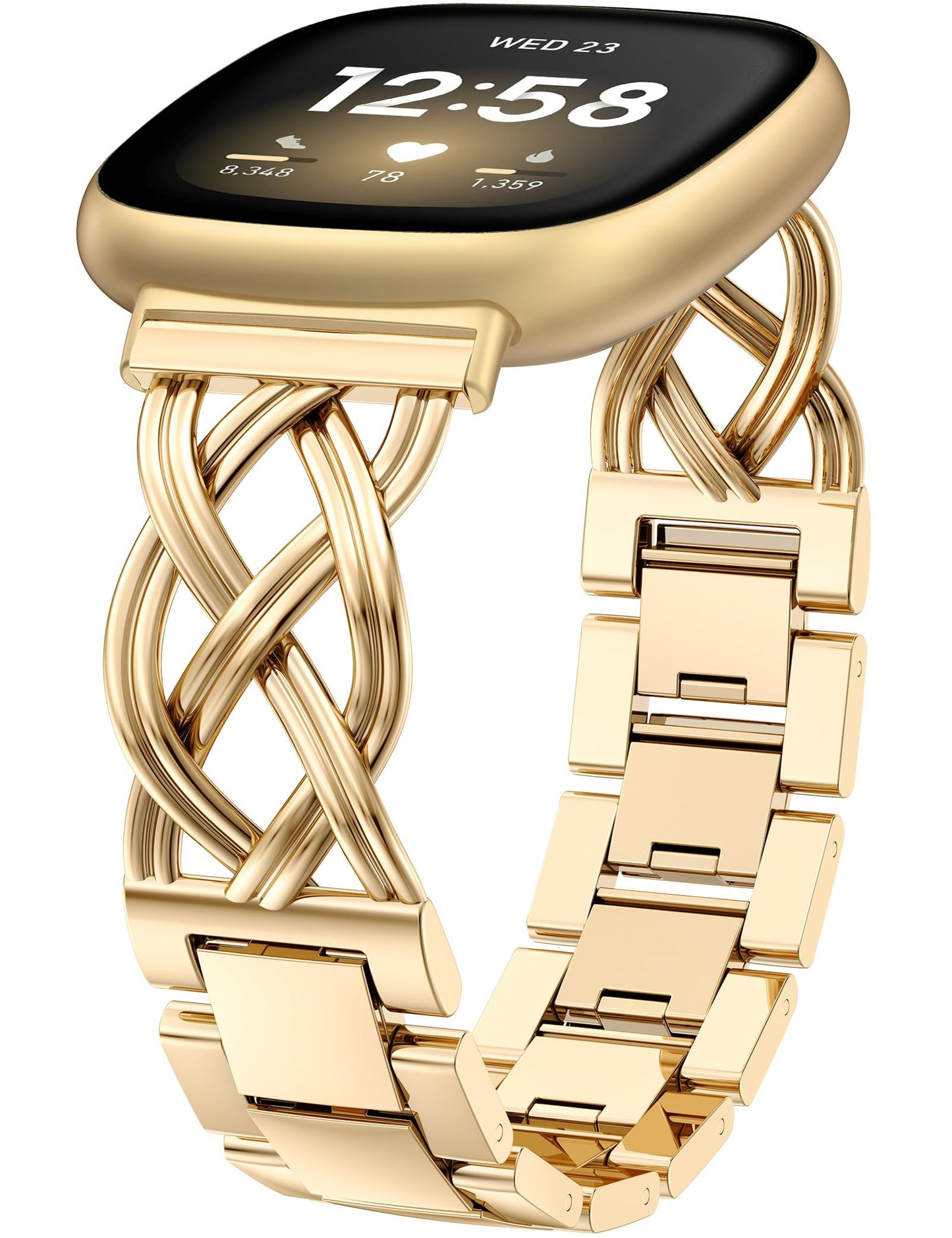 TOYOUTHS Metal Band Compatible with Fitbit Versa 4/Versa 3/Sense 2/Sense Bands Women, Celtic Stainless Steel Strap Dressy Bracelet Designer Pretty Wristband