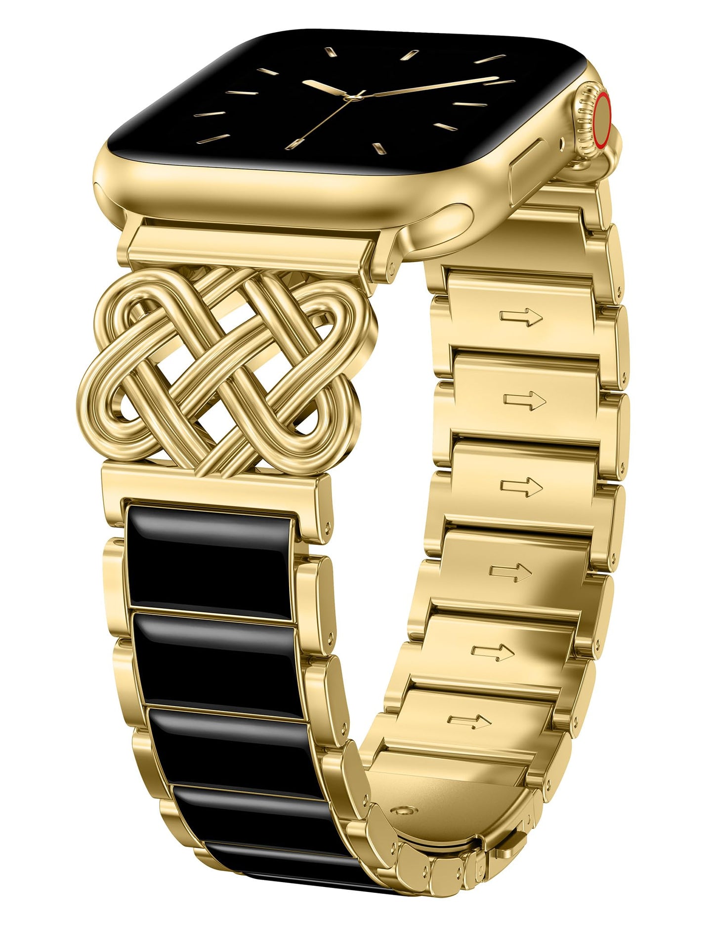 TOYOUTHS Compatible with Apple Watch Band Women 38/40/41/42/44/45/46/49mm Dressy Celtic Knot Metal Resin Strap Stainless Steel Chain Link Bracelet for iWatch Series 11 10 9 8 7 6 5 4 Ultra SE 3 2 1