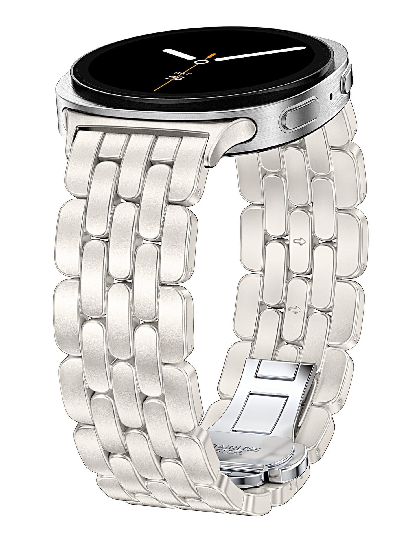 TOYOUTHS Designer Vintage Luxury Bracelet for Samsung Galaxy Watch 8 40mm 44mm/Watch 8 Classic 46mm Bands Women, No Gap One Click Stainless Steel Dressy Elegant Noble Metal Strap