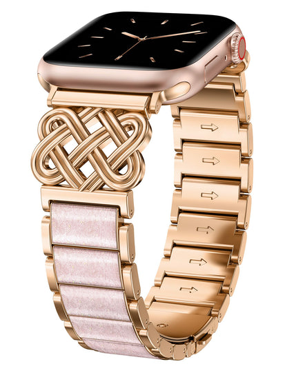 TOYOUTHS Compatible with Apple Watch Band Women 38/40/41/42/44/45/46/49mm Dressy Celtic Knot Metal Resin Strap Stainless Steel Chain Link Bracelet for iWatch Series 11 10 9 8 7 6 5 4 Ultra SE 3 2 1