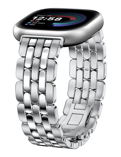 Designer Vintage Stainless Steel Bracelet for Fitbit Versa 4/Versa 3/Sense 2/Sense Bands Women
