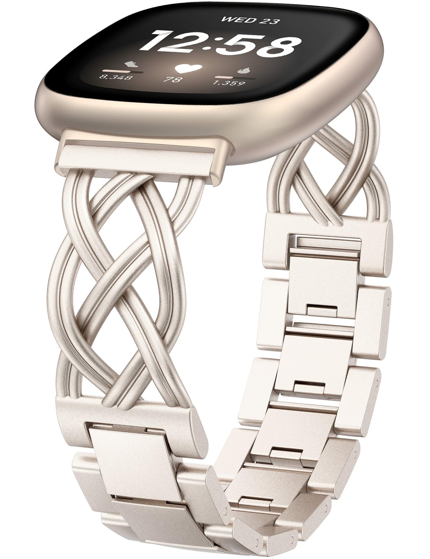 TOYOUTHS Metal Band Compatible with Fitbit Versa 4/Versa 3/Sense 2/Sense Bands Women, Celtic Stainless Steel Strap Dressy Bracelet Designer Pretty Wristband