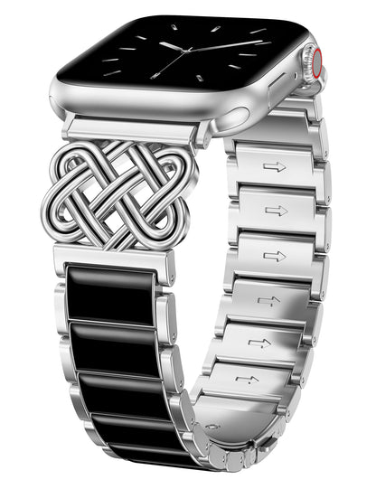 TOYOUTHS Compatible with Apple Watch Band Women 38/40/41/42/44/45/46/49mm Dressy Celtic Knot Metal Resin Strap Stainless Steel Chain Link Bracelet for iWatch Series 11 10 9 8 7 6 5 4 Ultra SE 3 2 1