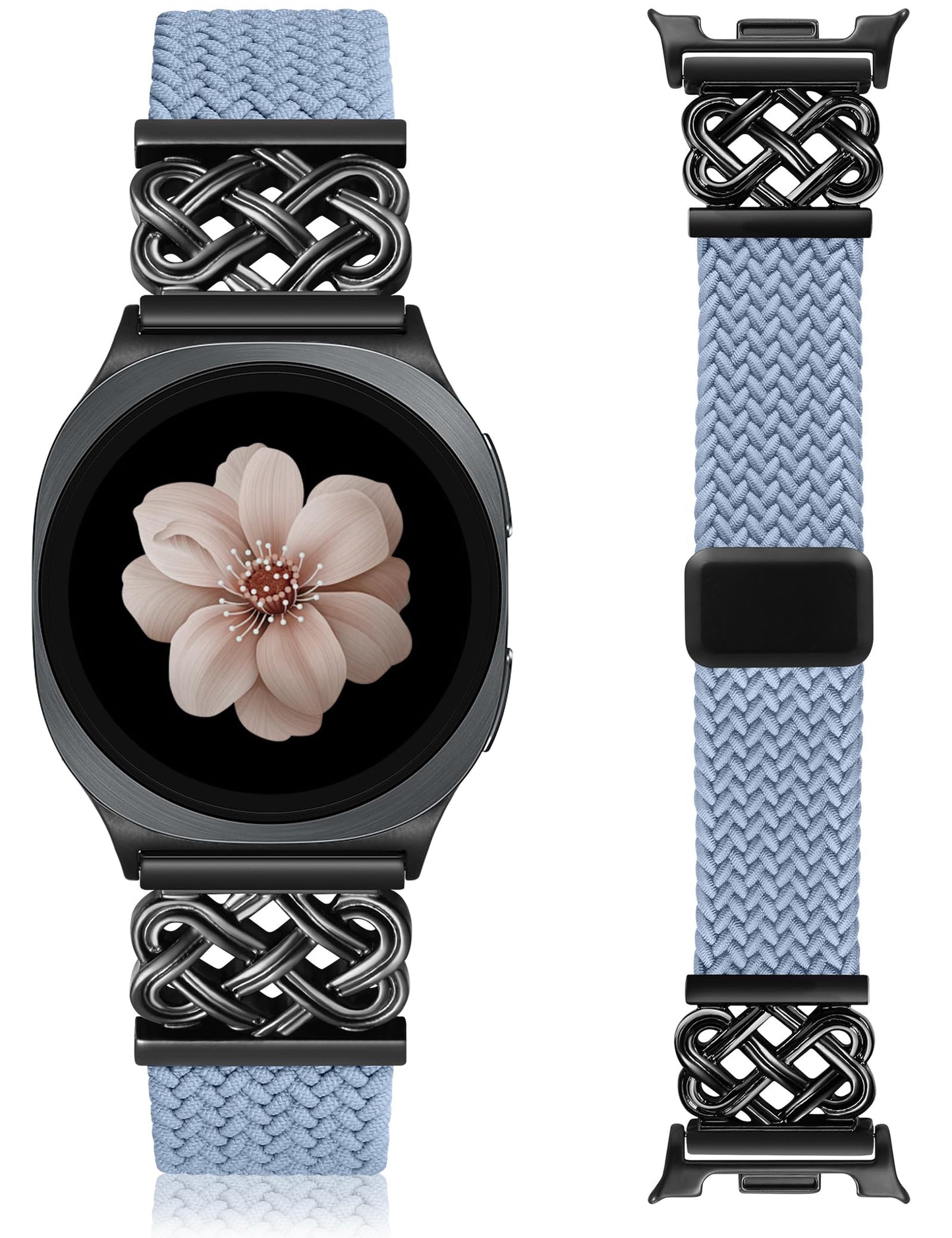 TOYOUTHS Braided Magnetic Band Compatible with Samsung Galaxy Watch 8 7 6 5 4 FE 40mm 44mm/8 6 Classic/5 Pro/4 Classic/3 41mm/Active 2 Women Men, 20mm Celtic Stretchy Elastic Dressy Nylon Strap, No for Ultra