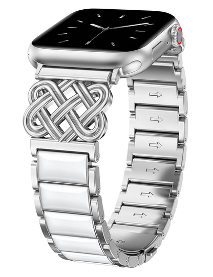 TOYOUTHS Compatible with Apple Watch Band Women 38/40/41/42/44/45/46/49mm Dressy Celtic Knot Metal Resin Strap Stainless Steel Chain Link Bracelet for iWatch Series 11 10 9 8 7 6 5 4 Ultra SE 3 2 1