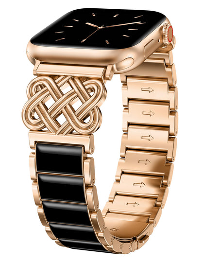 TOYOUTHS Compatible with Apple Watch Band Women 38/40/41/42/44/45/46/49mm Dressy Celtic Knot Metal Resin Strap Stainless Steel Chain Link Bracelet for iWatch Series 11 10 9 8 7 6 5 4 Ultra SE 3 2 1