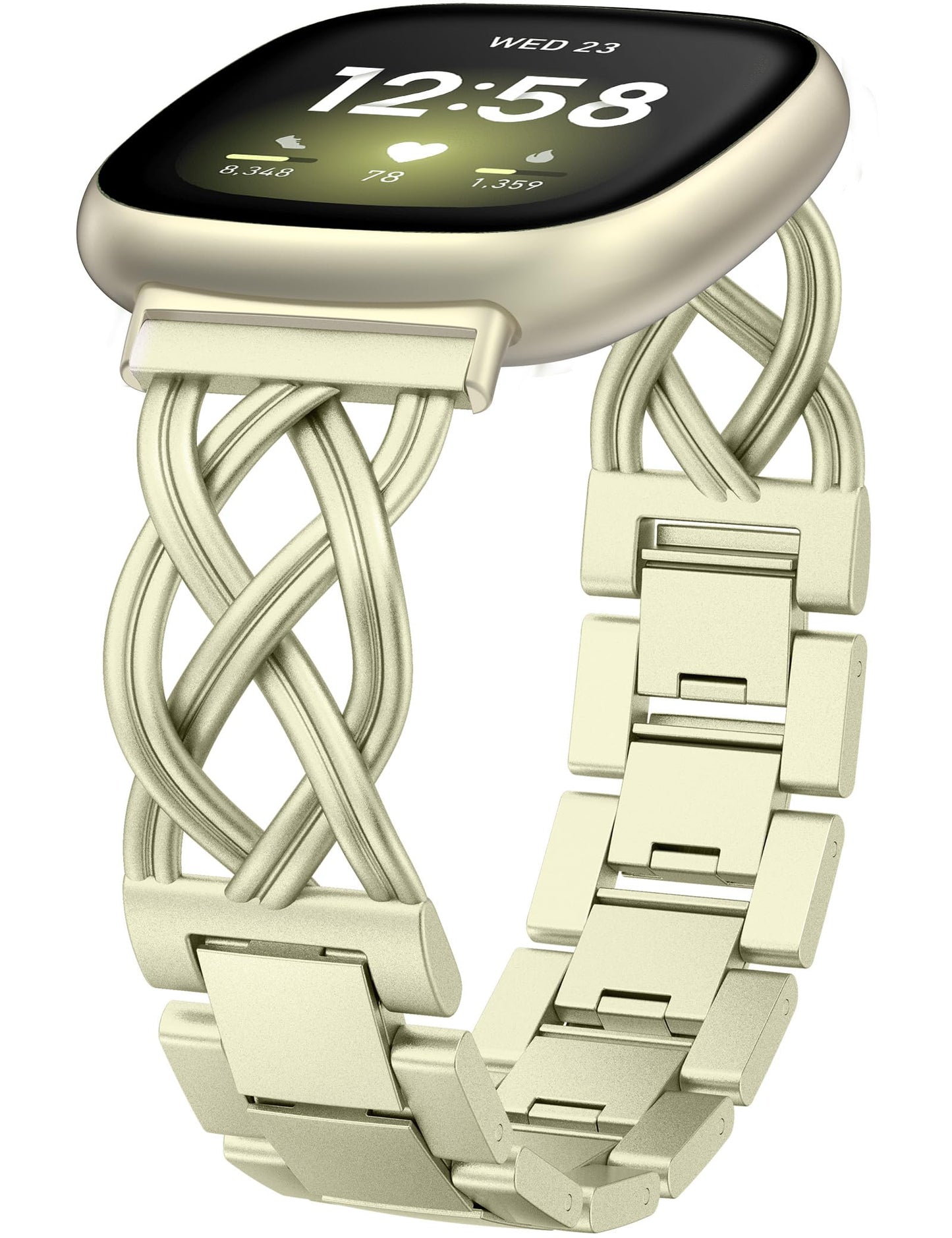 TOYOUTHS Metal Band Compatible with Fitbit Versa 4/Versa 3/Sense 2/Sense Bands Women, Celtic Stainless Steel Strap Dressy Bracelet Designer Pretty Wristband