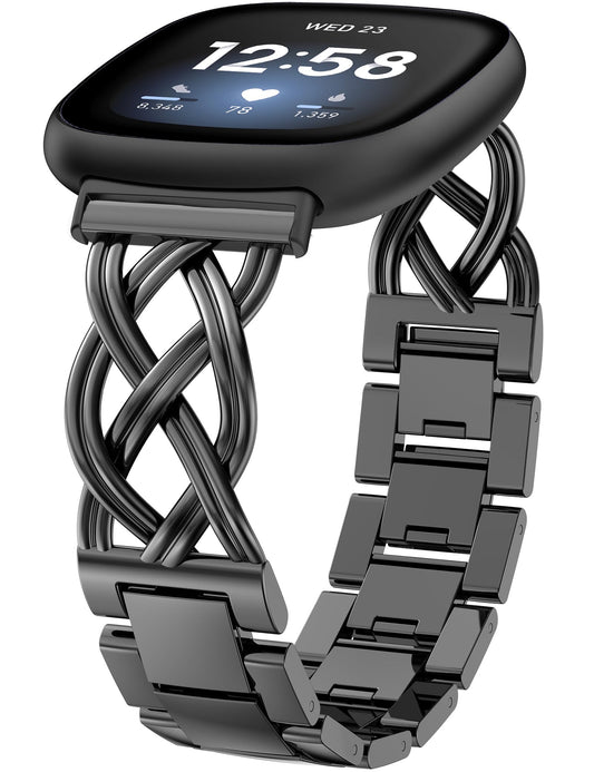 TOYOUTHS Metal Band Compatible with Fitbit Versa 4/Versa 3/Sense 2/Sense Bands Women, Celtic Stainless Steel Strap Dressy Bracelet Designer Pretty Wristband