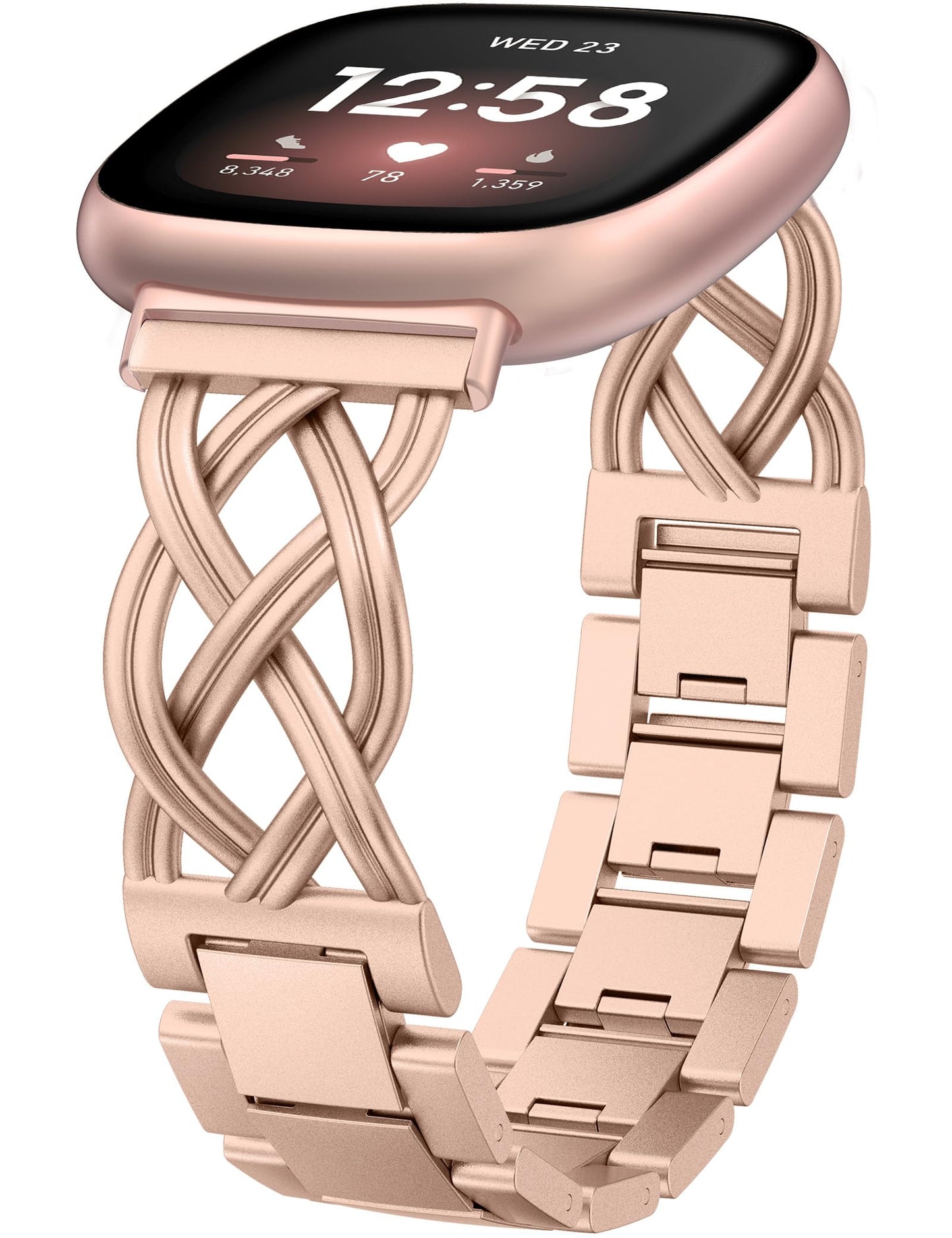 TOYOUTHS Metal Band Compatible with Fitbit Versa 4/Versa 3/Sense 2/Sense Bands Women, Celtic Stainless Steel Strap Dressy Bracelet Designer Pretty Wristband