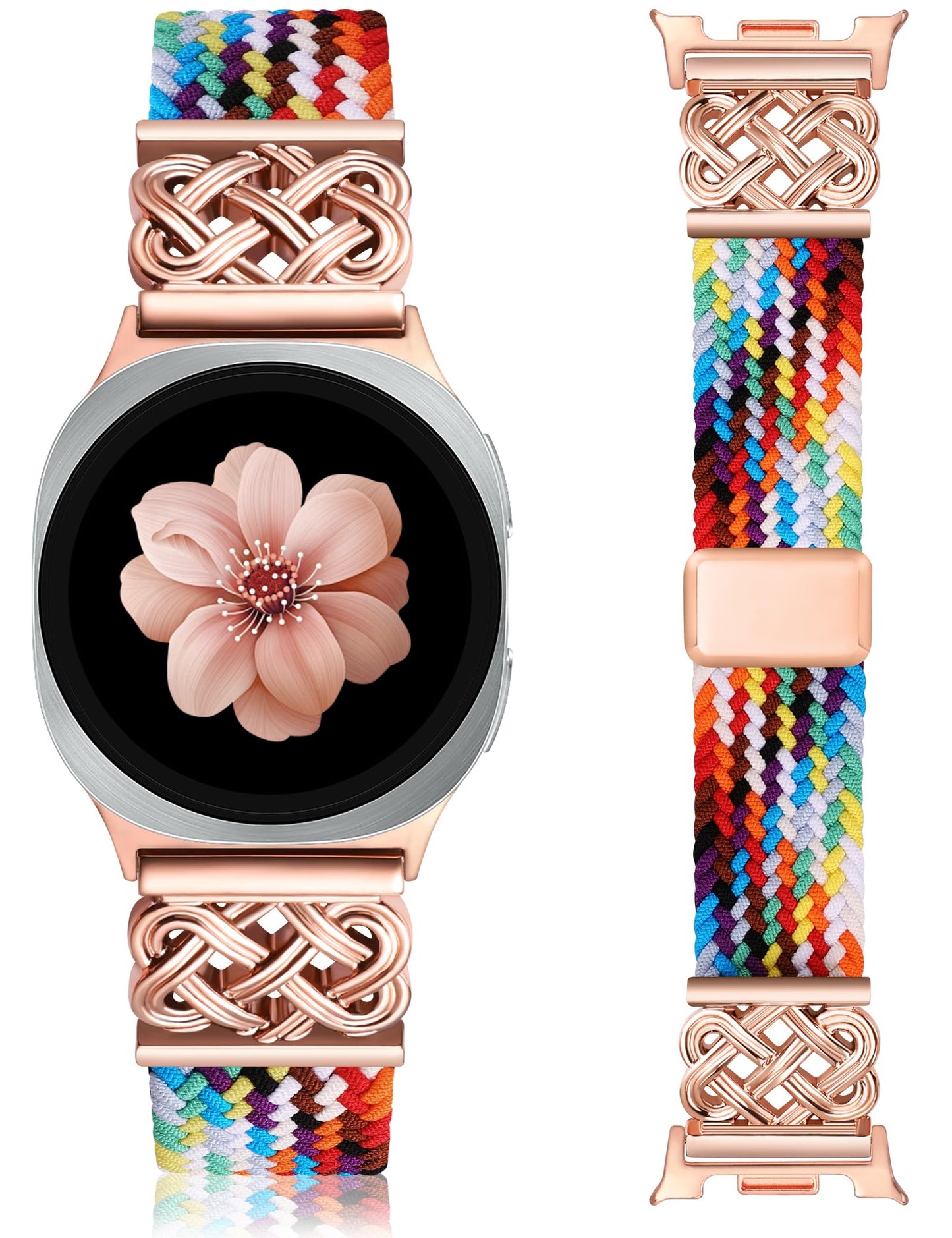 TOYOUTHS Braided Magnetic Band Compatible with Samsung Galaxy Watch 8 7 6 5 4 FE 40mm 44mm/8 6 Classic/5 Pro/4 Classic/3 41mm/Active 2 Women Men, 20mm Celtic Stretchy Elastic Dressy Nylon Strap, No for Ultra