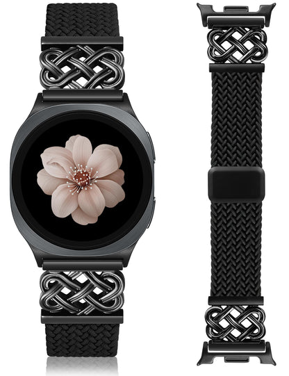 TOYOUTHS Braided Magnetic Band Compatible with Samsung Galaxy Watch 8 7 6 5 4 FE 40mm 44mm/8 6 Classic/5 Pro/4 Classic/3 41mm/Active 2 Women Men, 20mm Celtic Stretchy Elastic Dressy Nylon Strap, No for Ultra