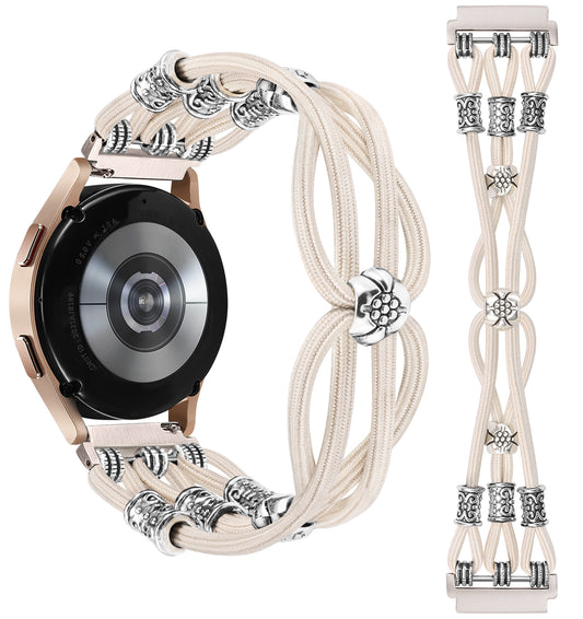 TOYOUTHS Boho Beaded Bracelet Band Compatible with Samsung Galaxy Watch 7 6 5 4 FE 40mm 44mm/Watch 6 Classic/Watch 5 Pro/Watch 4 Classic/Active 2/Watch 3 Women, 20mm Stretchy Solo Loop Dressy Strap