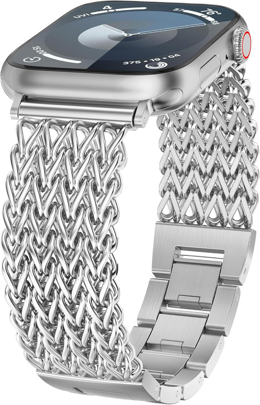 TOYOUTHS Compatible with Apple Watch Band 38/40/41mm Women Dressy Stainless Steel Metal Gold Chain Strap Designer Cowboy Link Bracelet for iWatch Band Series 9 8 7 6 5 4 3 2 1 Ultra SE
