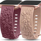 TOYOUTHS 2 Pack Compatible with Fitbit Versa 2/Versa Lite/Versa Watch Bands for Women Floral Engraved Soft Silicone Dressy Embossed Flower Strap Replacement Versa 2 Special Edition Bracelet Wristband
