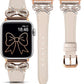 TOYOUTHS Bow Leather Band Compatible with Apple Watch Band 38mm 40mm 41mm 42mm 44mm 45mm 49mm Women, Top Grain Leather Strap Thin Slim Dressy Band for iWatch Ultra SE Series 9 8 7 6 5 4 3 2 1