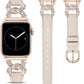 TOYOUTHS Leather Band Compatible with Apple Watch Bands for Women 38/40/41/42/44/45/49mm Ultra Dressy Designer Diamond Interlock Buckle Thin Leather Strap for iWatch Band SE Series 9/8/7/6/5/4/3/2/1