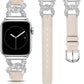 TOYOUTHS Leather Band Compatible with Apple Watch Bands for Women 38/40/41/42/44/45/49mm Ultra Dressy Designer Diamond Interlock Buckle Thin Leather Strap for iWatch Band SE Series 9/8/7/6/5/4/3/2/1