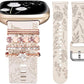 TOYOUTHS Watch Band with Charms Compatible with Fitbit Sense/Sense 2/Versa 3/Versa 4 Bands Women Floral Engraved Silicone Strap Bracelet with Decorative Ring Loops for Fitbit Versa 3 Bands